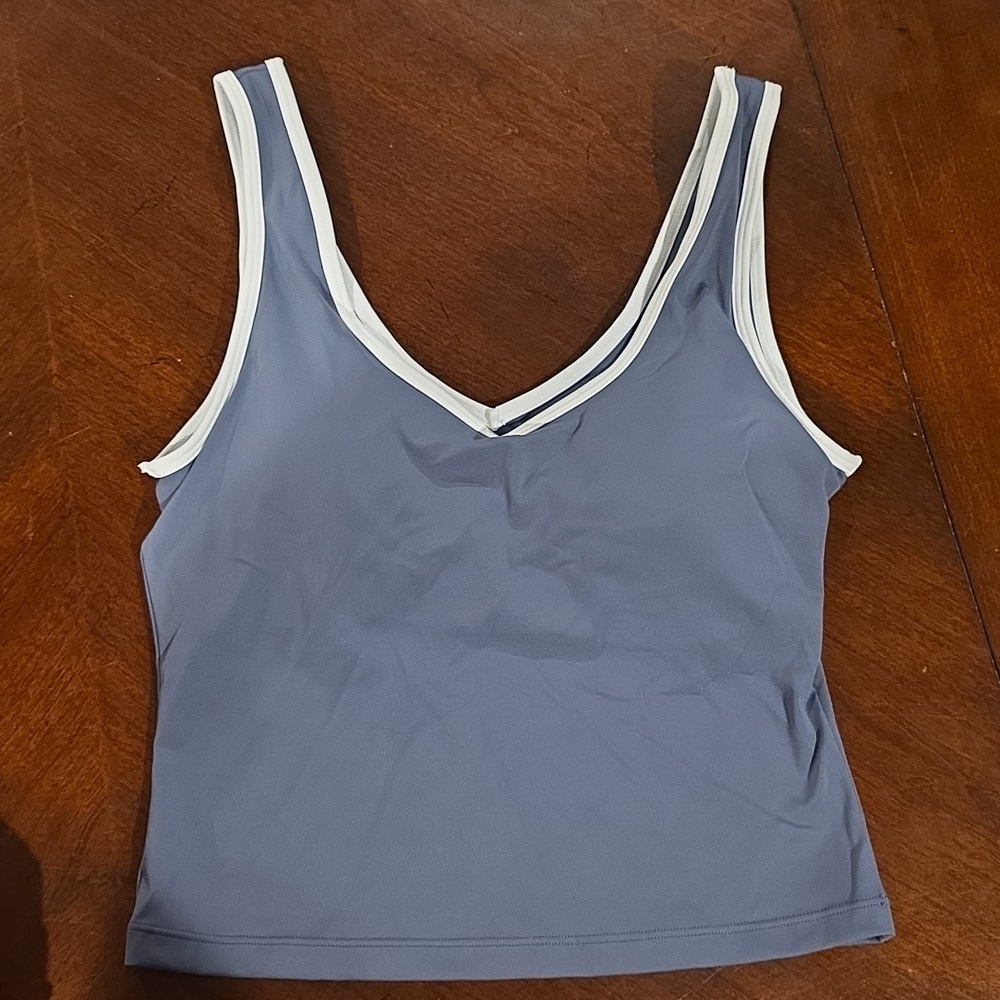 (J29) Blueish/gray V-Neck Sim Top Top Sz L